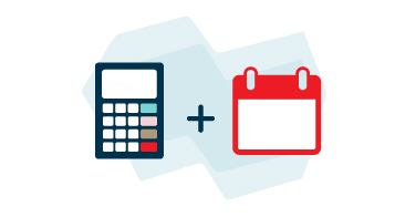 Dessin de calculatrice et de calendrier unis par un symbole plus