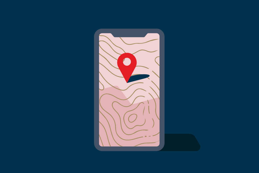 Image représentant un picto de téléphone mobile avec un symbole de géolocalisation