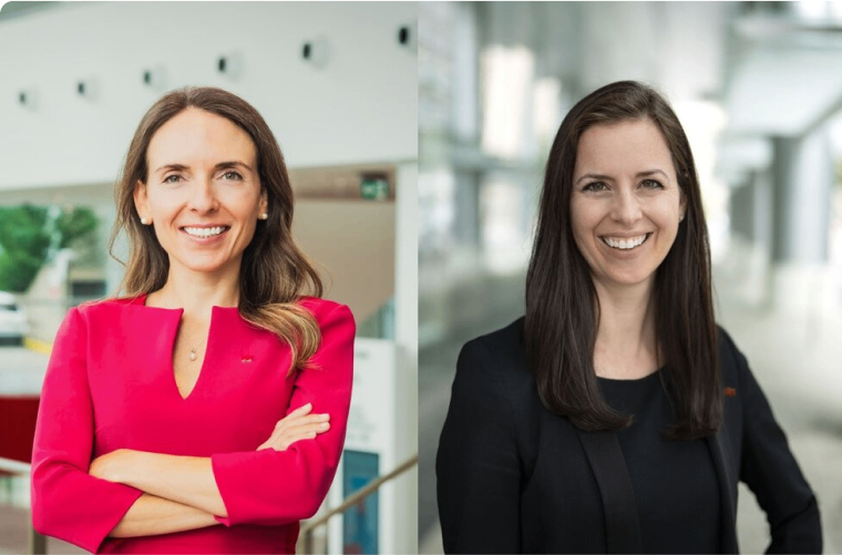 Photo de deux leaders de la Banque Nationale au siège social