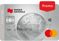 Photo de la carte de crédit Mastercard Platine avec étiquette de promotion 