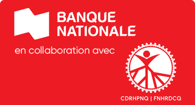 Logo de la Banque Nationale avec le texte Banque Nationale en collaboration avec CDRHPNQ FNHRDCQ 