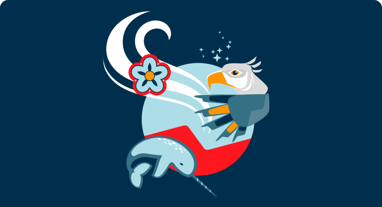Illustration d’oiseau et de baleine inspirée de l’art autochtone 