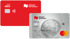 Photo de la carte de débit Banque Nationale et de la carte de crédit Mastercard Platine