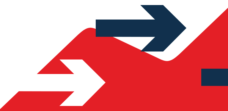 Dessin de flèches sur fond de vague évoquant le logo de la Banque Nationale