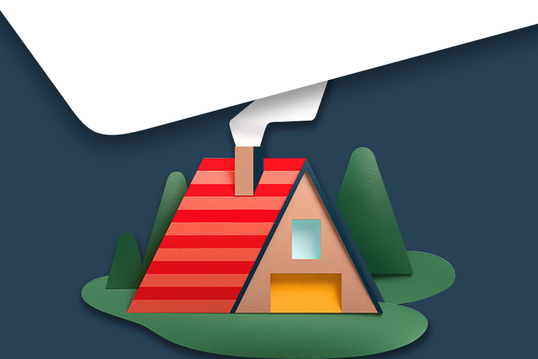 Illustration d’un chalet la nuit représentant l’un des projets que vous pourriez réaliser en cotisant à un REER avec la Banque Nationale